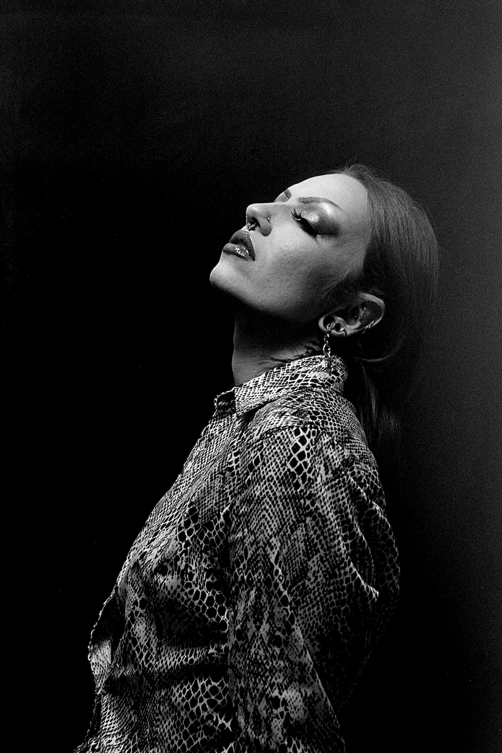 Portrait of Romulus (They/Them) in black and white film